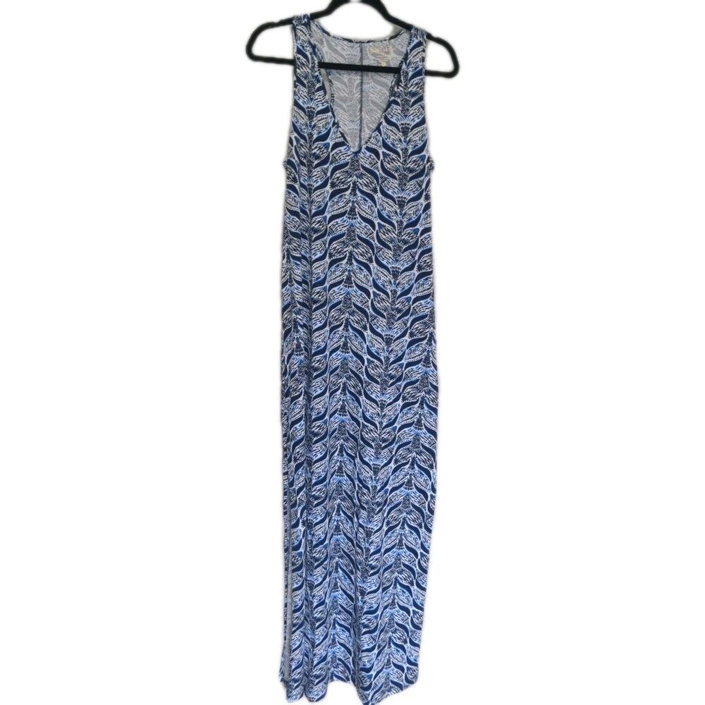 Lilly Pulitzer Womens Sleeveless Kerri Maxi Dress Size S Blue Pima Cotton Beachy